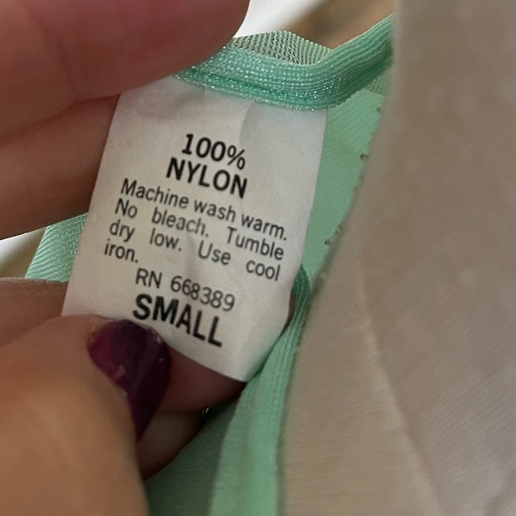 Vintage peignoir set mint green with white lace and pink rosebuds size small - Picture 4 of 8